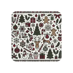 Christmas Icons Pattern Coasters | Holiday Drink Coaster