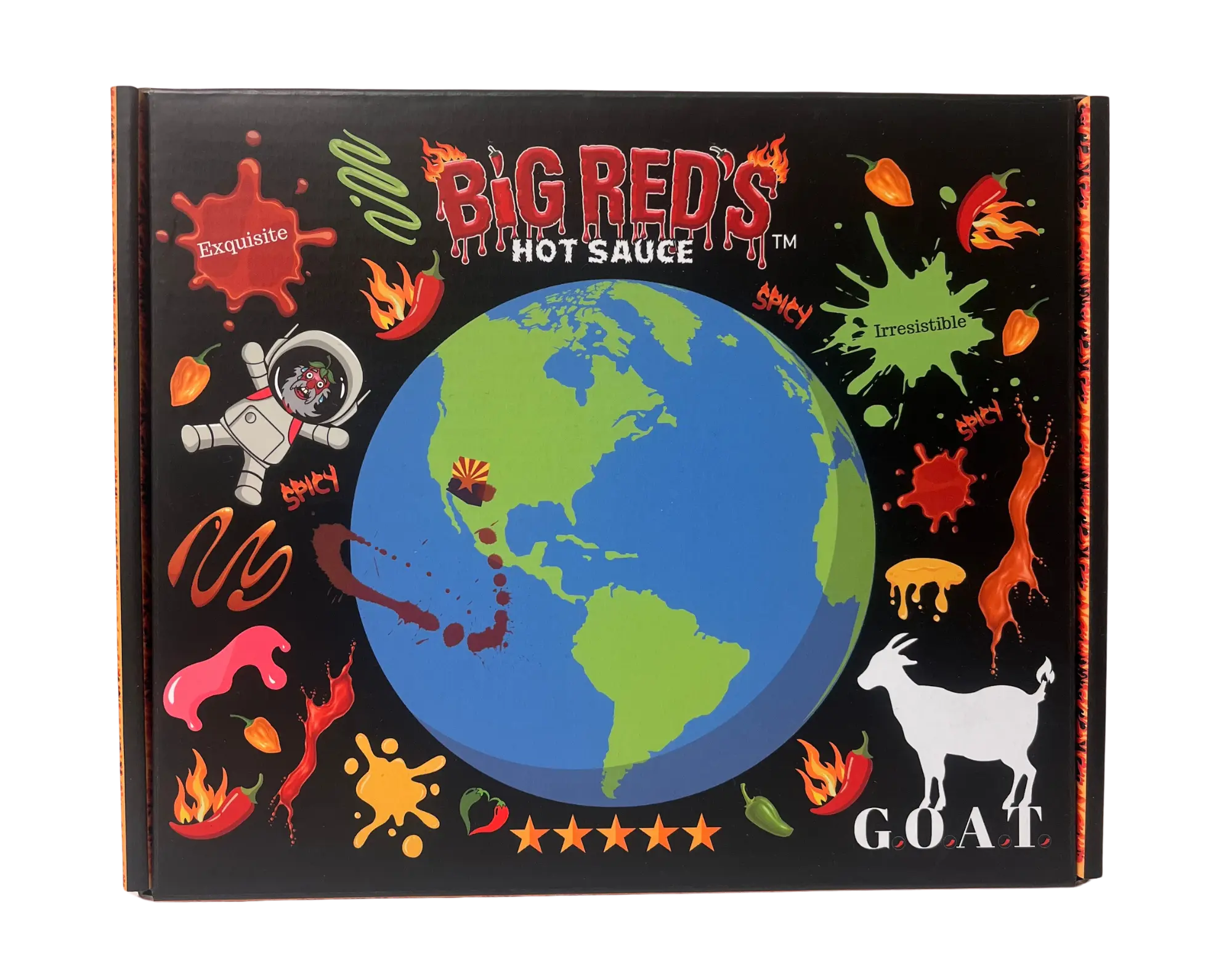 Big Red's G.O.A.T Box Savory Sauce, Mild ,Medium ,Spicy Flavor, luxurious Hot Sauces.
