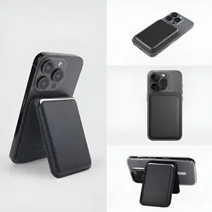 Valentine gift MagSafe FineWoven Black Wallet Stand for iPhone 12–17 Pro Max| Folding Kickstand| Magnetic Card Holder| Slim, Stylish,Durable Smartphone Accessory