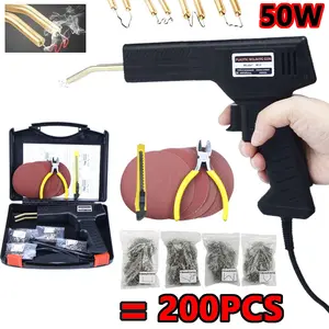 50W Plastic Welder Set With 4 Style Welding Nails*200+Pliers+ Frosted Paper*5 Welding Tool Set Plastic Welding Gun Kit Used Overheating Protection To Repair Most Plastic Cracks Repair Kit With Storage Box repair kit plastic repair kit