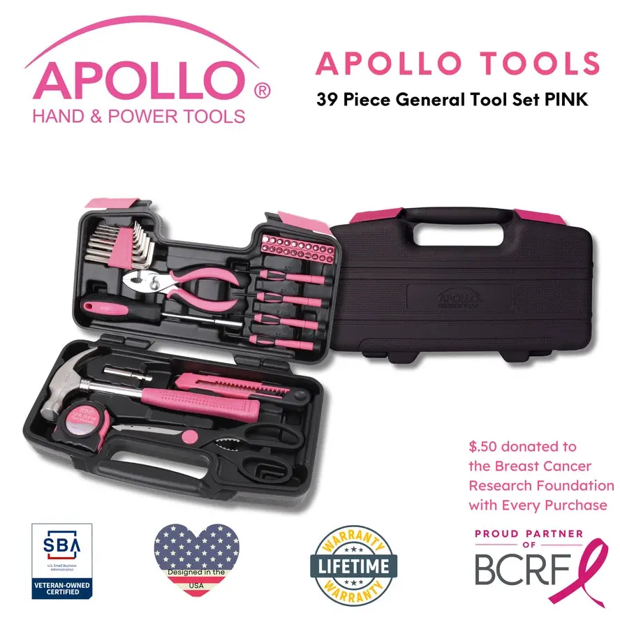 39 Piece General Tool Set Pink