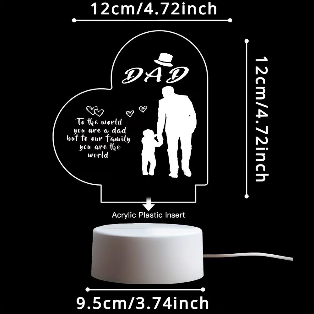 Dad Night Light, 2D Acrylic Heart Shaped Father & Child Desk Lamp, Personalized Father's Day Gift for Dad, Warm White LED Bedside Lamp, Birthday Christmas Thanksgiving Gift for Dad, USB Powered Home Decor Night Light