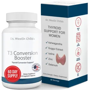 Dr. Westin Childs - T3 Conversion Booster - Thyroid Support for Women with Hypothyroidism & Hashimoto’s - Iodine, Ashwagandha, Guggul Extract, Selenium & Zinc Complex - 60 Servings