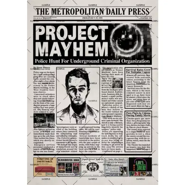 Fight Club Newspaper poster print
