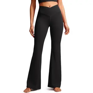 Butterluxe Crossover Flare Leggings 29''/31''/33" - High Waist V Cross Bootcut Bell Bottoms Yoga Pants for Women