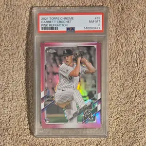 2021 TOPPS CHROME #69 GARRETT CROCHET RC PINK REFRACTOR GRADED PSA 8 NM-MT CHICAGO WHITE SOX