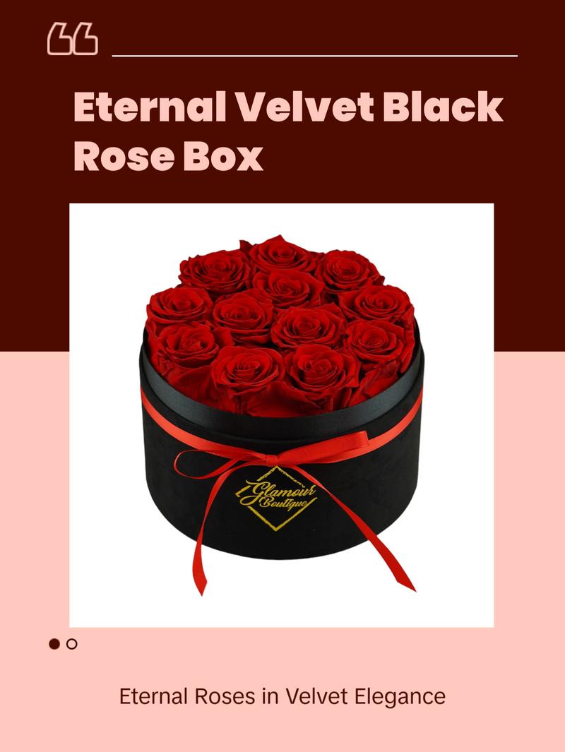 Eternal Prestige Velvet Black | 12 Red Roses Decor Box Eternal Prestige Velvet Black | 12 Red Roses Decor Box