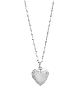 Silver Floral Vintage Heart Locket Necklace