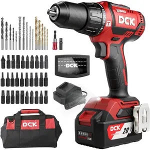 DCK 20V Brushless, 531 in.lbs, 36000 BPM, 1/2" All-Chuck, 4.0Ah Battery, 22+1+1, Kit for Drilling Brick Wall,, Wood, KDJZ05-13