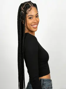 Jumbo Knotless Box Braids for Women, Synthetic Lace Full Large Braided Wig, High-Quality Hair Extensions, Stylish & Durable Design