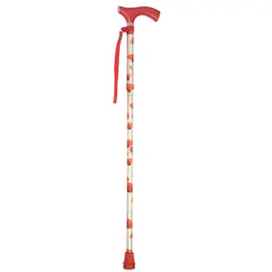 212 MAIN Adjustable Aluminum Foldable Walking Stick - Switch Sticks Design, Poppies Print, Portable for Camping, Hiking