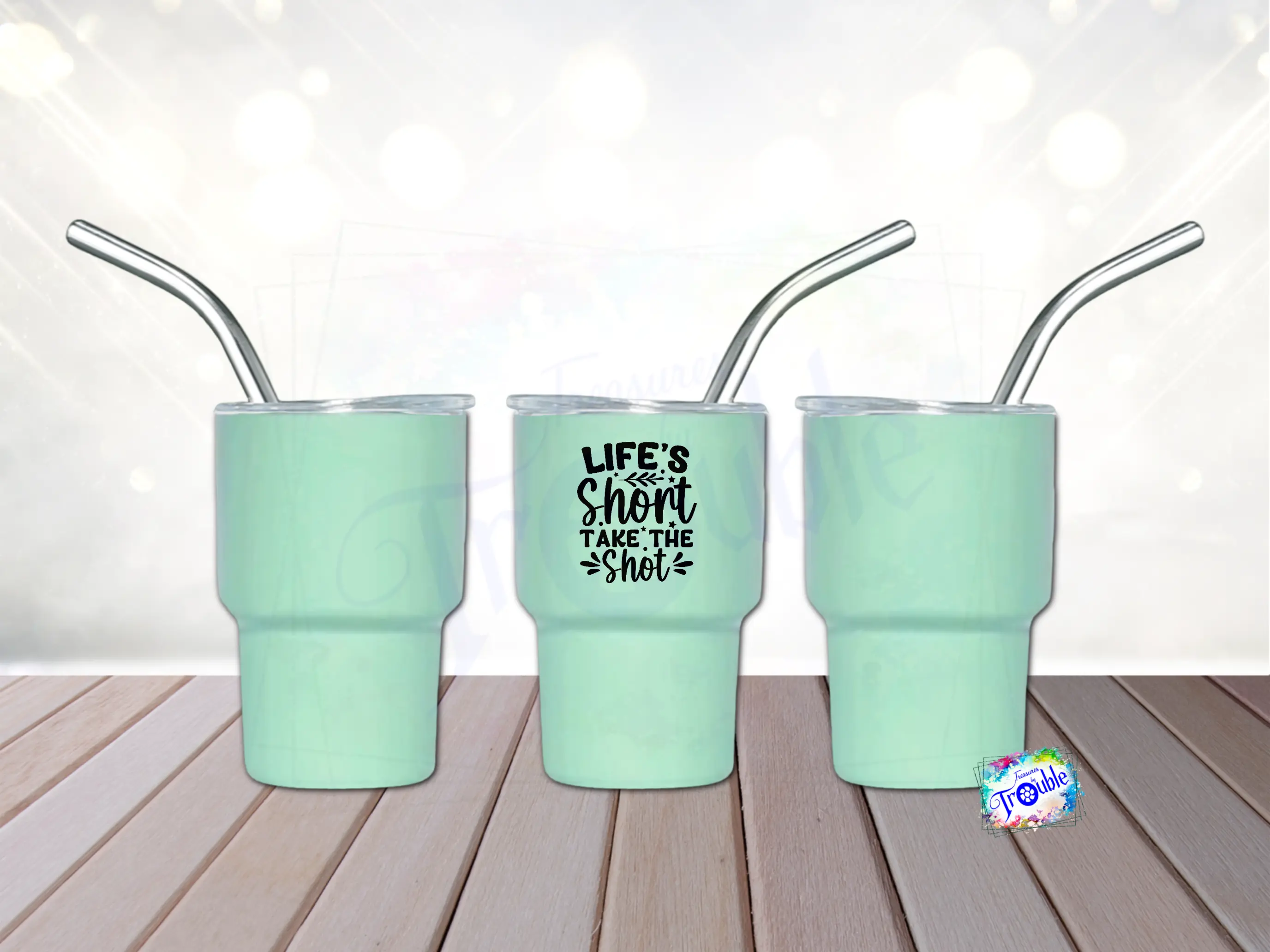 Life is Short Insulated 3 oz Tumbler Shot Glass Stainless Steel Drinkware with Lid & Straw for Hot or Cold Espresso