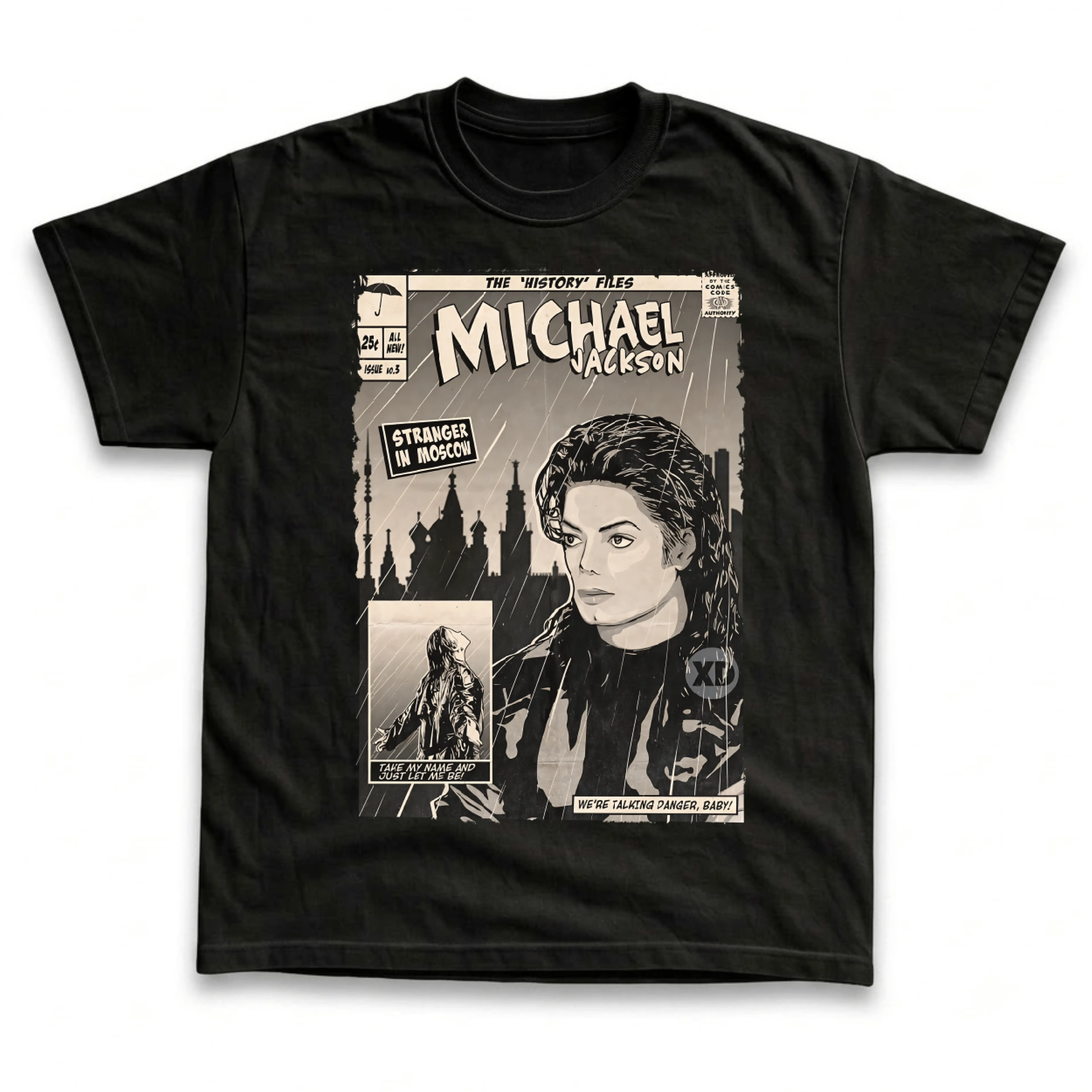 Gildan Men's and Women's T-Shirt, Vintage Michael Jackson Graphic Tee, King of Pop Stranger in Moscow HIStory Shirt, 90s Music Comic Book Retro Grunge Streetwear, Pop Legend Music Fan Gift, Classic Y2K Concert Merch Top