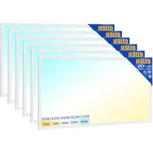 6Pack 2x4 LED Flat Panel Light 10800LM, 5CCT 3000K-6500K, 0-10V Dimmable, ETL DLC Listed, Commercial Ceiling Light for Office Garage Shop