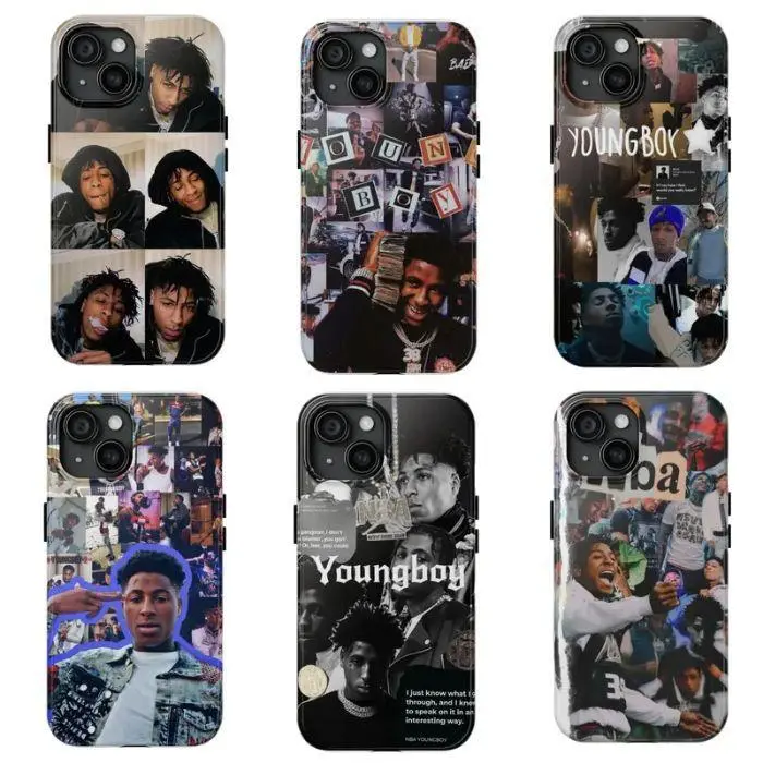 Custom Rapper YoungBoy Eco-Friendly Phone Case - High-Quality TPU Shell, Waterproof Black Leather Protective Accessory, Wireless-Compatible, Camera-Safe for iPhone 11/12/13/14/15/16/17 ProMax Plus, Multi-Model Samsung Phones