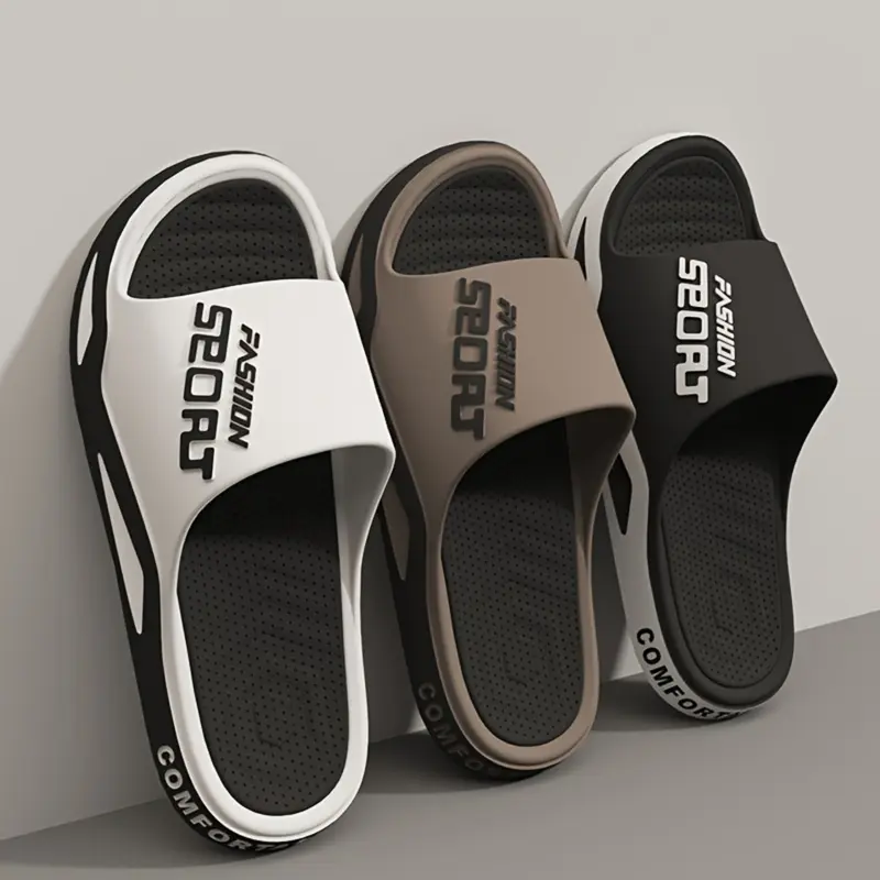 Men‘s Summer Slippers Indoor Outdoor Home Shower Sandals Non Slip Odor Resistant Large Size Casual House Shoes for Men Breathable Trendy