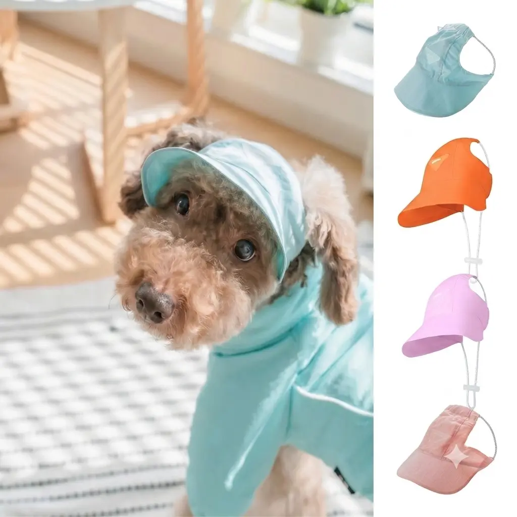 Dog Sun Protection Hat - Polyester, Lightweight, Thin, Adjustable, Multi-Size Cooling Cap for Small/Medium/Large Dogs, Outside Spring & Summer Pet Sports Accessory