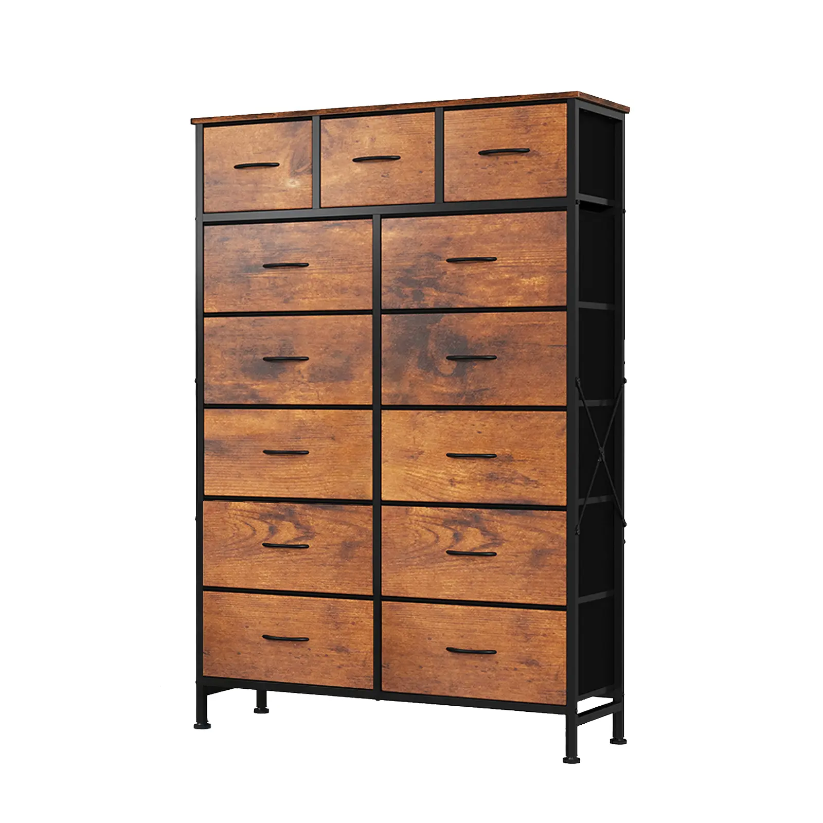 Storage Organizer Unit with 13 Fabric Bins, Storage Drawers Organizer with Steel Frame, Tall Storage Tower Organizaton for Living Room, Hallway, Office