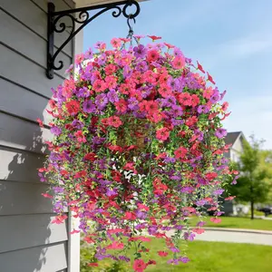 2 Bundles Fake Flowers for Spring Decor, Hanging Artificial Flowers for Outdoors, UV Resistant Spring Floral Stems for Porch, Window and Garden Decoration (2) flower bouquets room decor for men