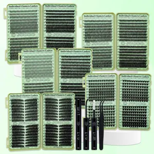 Individual False Eyelashes Kit, Mixed Length & Styles Lash Clusters, 4 Styles in One Tray, Lash Kit with Bond & Seal and Lash Applicator for DIY at Home, Makeup, Diy Eyelash Extensions