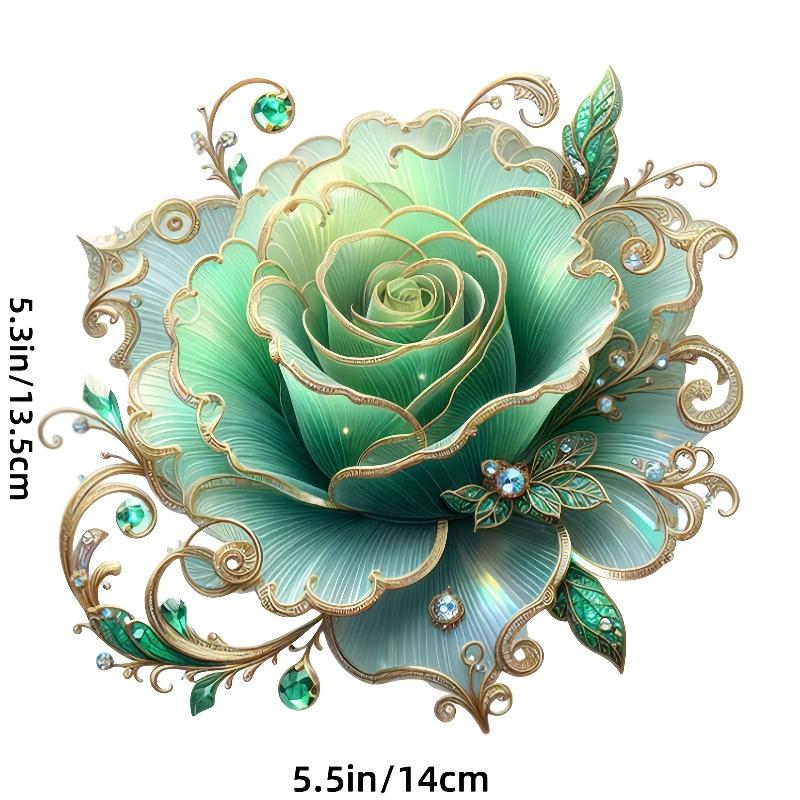 1 piece green rose, sticker, self-adhesive sticker, suitable for laptops, cars, motorcycles, protection, door decoration