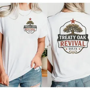 2 Printed Oak Revival Western Style Pattern, Cowboy Rodeo Country Rock Music, Tour Merchandise, Gift T-Shirt for Fans, Unisex, Casual Comfortable Fashion