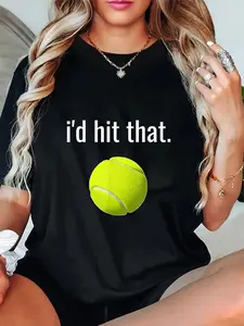 100% Cotton I'd Hit That Tennis Humor Funny Tennis Lover Gift T-Shirt
