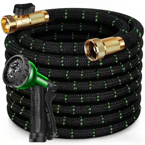 100ft-15ft Garden Hose with 10 Function High Pressure Spray Nozzle, Lightweight Non Expandable Water Hose for Yard Lawn Car Wash Outdoor Watering, Water Hose