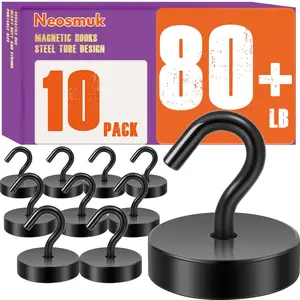 Magnetic Hooks, Cruise Ship Essentials, 80lb+ Heavy Duty Magnetic Hooks for Cruise Cabins, Refrigerator, Grill, Hanging, and Travel| Extra Strong Must-Haves Magnet Hook,Black