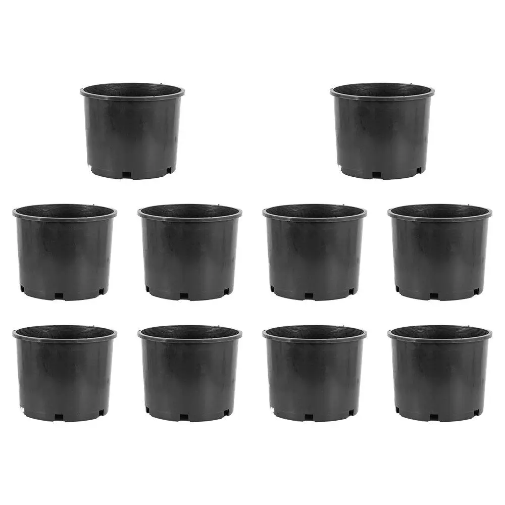 Pro Cal 3 Gallon Premium Nursery Black Plastic Planter Garden Grow Pots, 10 Pack Pro Cal 3 Gallon Premium Nursery Black Plastic Planter Garden Grow Pots, 10 Pack