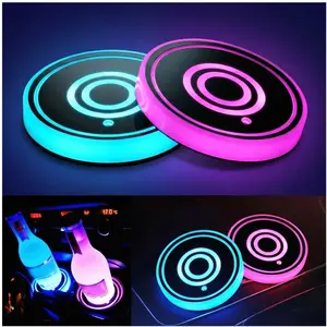 2 count LED  Cup Holder Lights, Light up  Coasters for Cup Holders 7 Colors Changing USB  Mat  Cup Pad,  Gifts for Men & Women