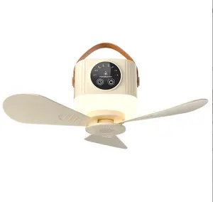 Wireless Ceiling Fan, USB Rechargeable Small Ceiling Fan with Remote Control, Long Endurance High Wind Power Small Ceiling Fan for Outdoor Camping Dormitory