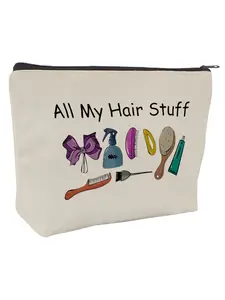 Chic Hair Essentials Makeup Bag, Travel Cosmetic Bag, Makeup Organizer, Dual-Sided Print Zipper Pouch, Perfect for Travel, Everyday Use, Stylish Durable Bag, Ideal Gift