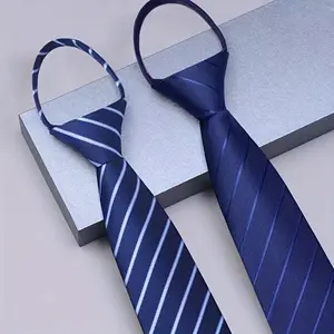 Men's Polyester Zipper Necktie For Business Formal Dress Party Wedding, Ideal For