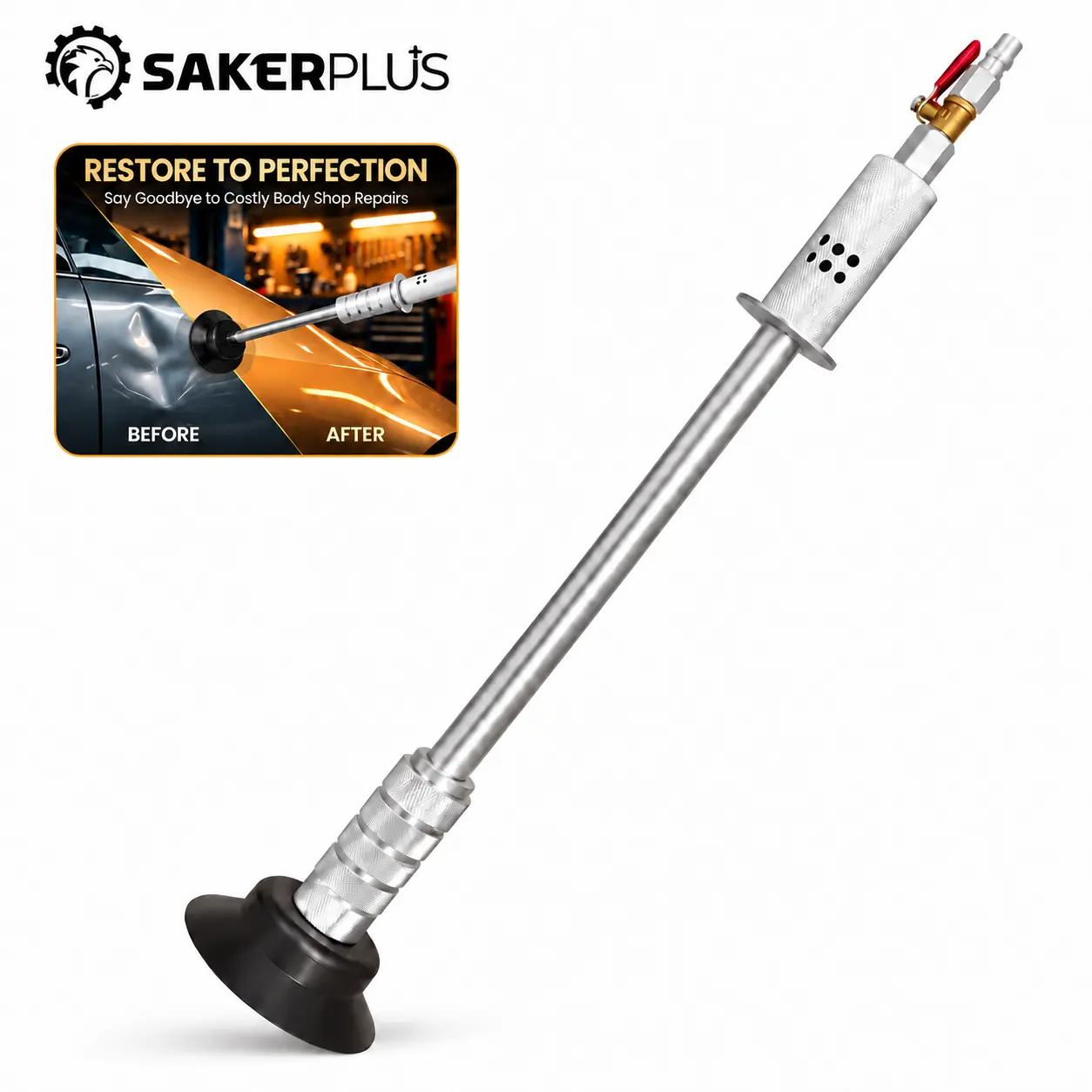 Sakerplus Pneumatic Dent Puller Slide Hammer Kit, Heavy Duty Air Suction Dent Remover Tool for Car Body Repair