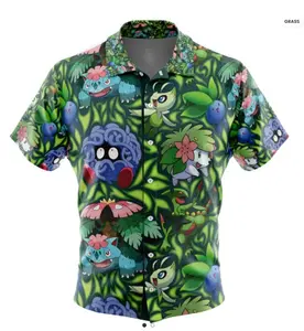 Grass Type Pkm Button Up Hawaiian Shirt