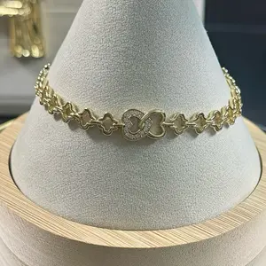 14k Luxury Inspired Clover Crystal Bracelet with Extension