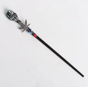 Maple Leaf Agate Crystal Wand with Metal Core