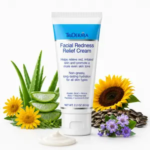 TriDerma Facial Redness Relief Gentle Face Cream – Soothes Irritated Skin, Reduces Redness, Evens Skin Tone with AP4 Aloe Vera, Vitamins & Arnica Flower
