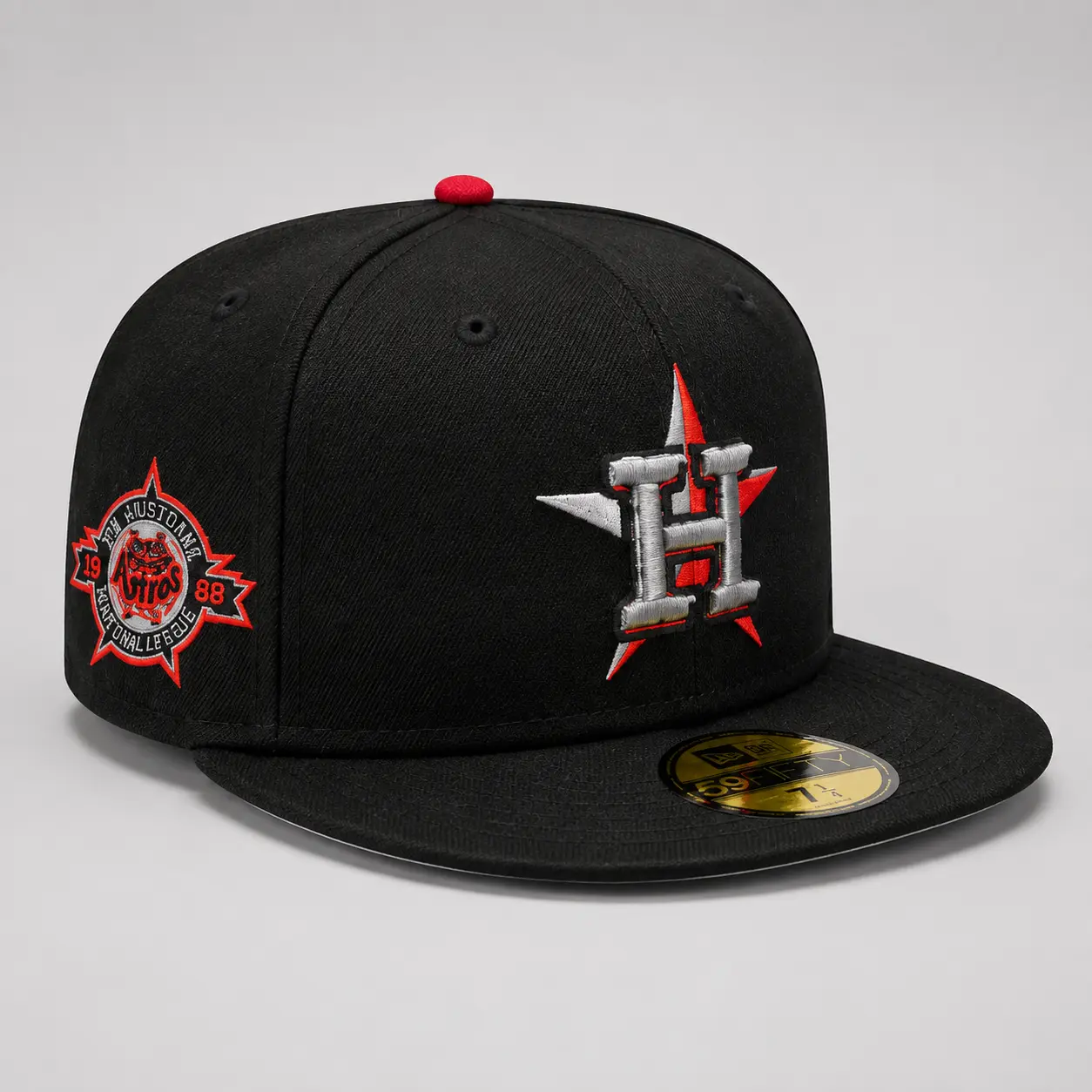 New Era Houston Black Fitted Baseball Hat – Embroidered H Star Flat