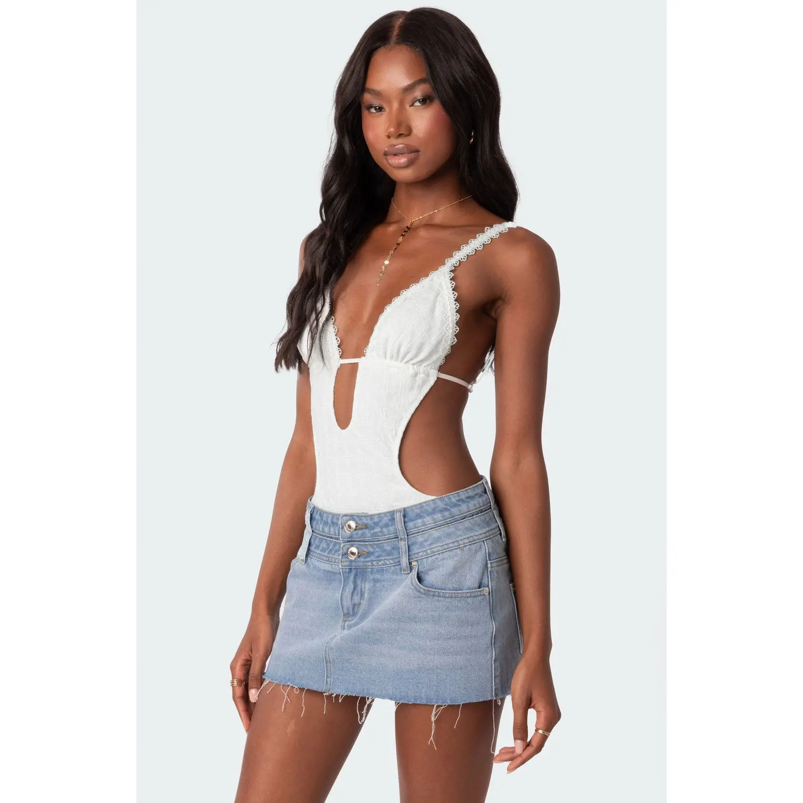 Textured Cut Out Bodysuit Textured Cut Out Bodysuit