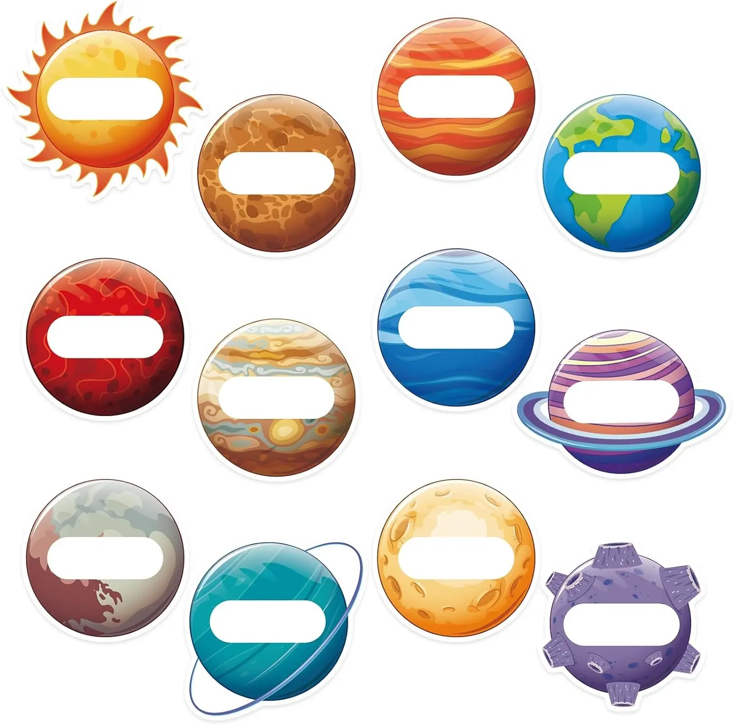 120Pcs Outer Space Name Tags Stickers, Self Adhesive Outer Space Name Tag Labels Waterproof Student Nametags Stickers for Home Office Back to School Classroom Supplies