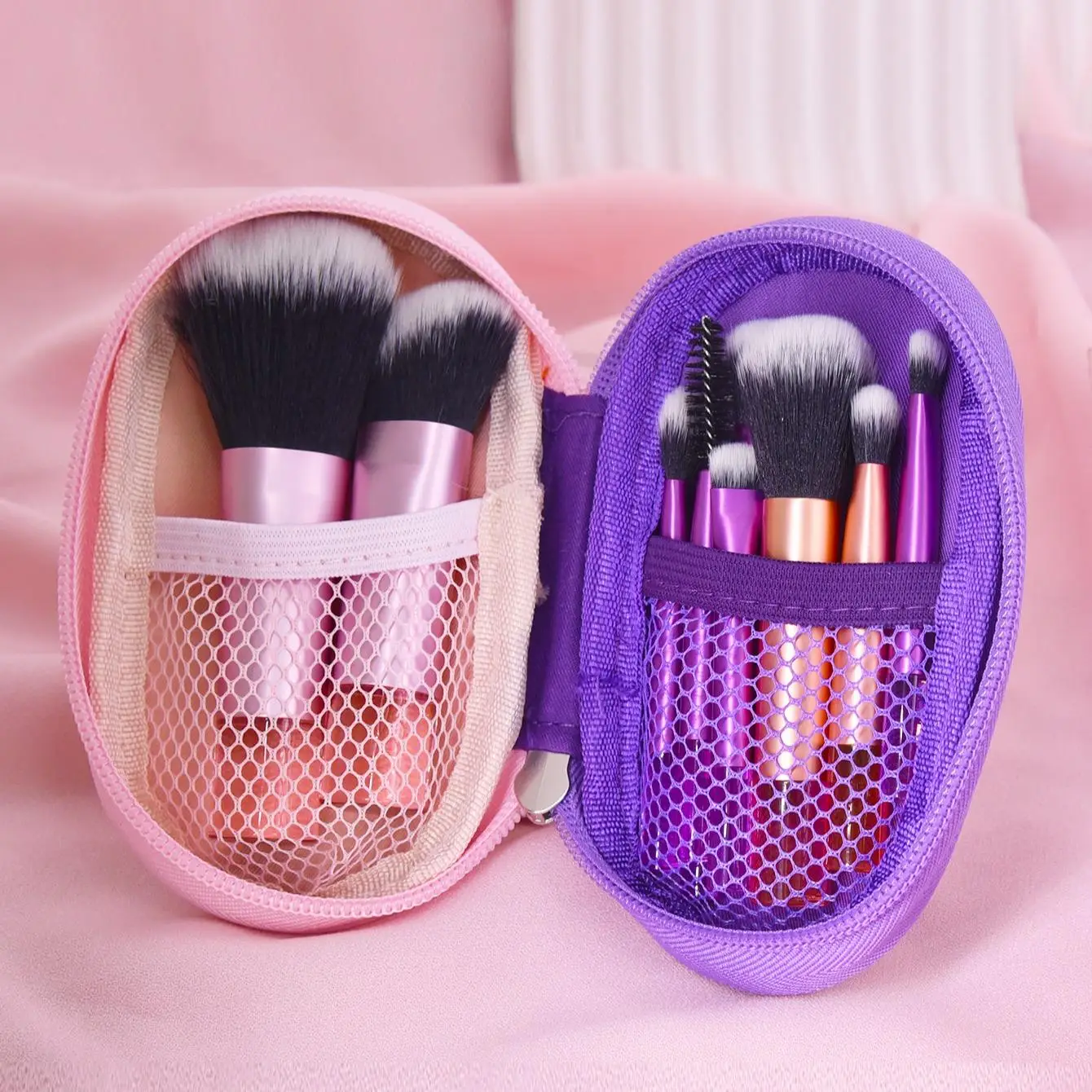 Travel-ready Makeup Brush Set, 10pcs/set Pink Mini Makeup Brush Set with 1 Count Storage Bag, Short Handle Multifunctional Makeup Tool Kit, Glam Makeu