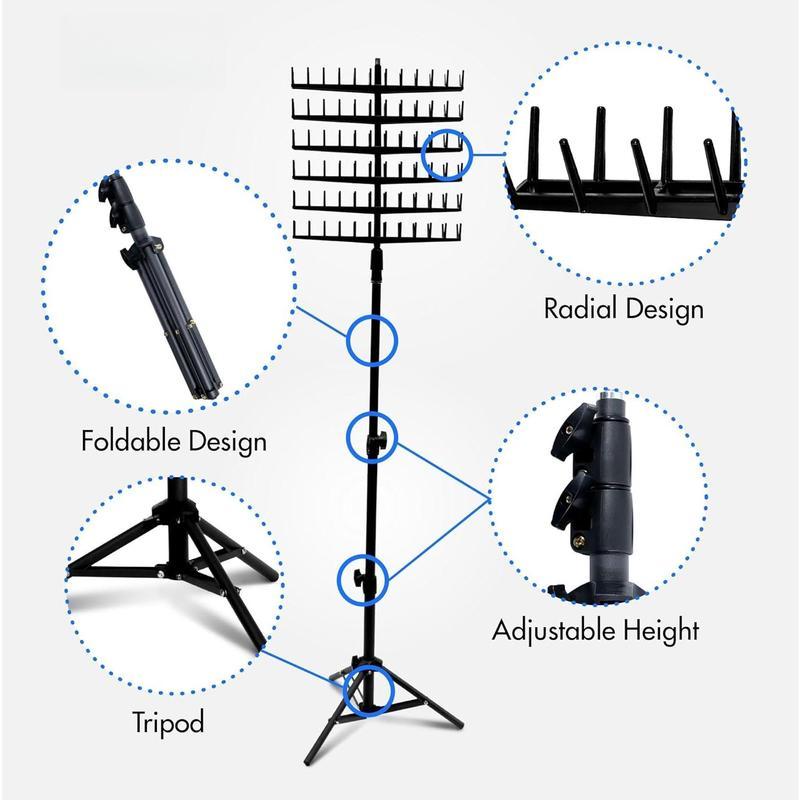 144 Pegs Standing Hair Braid Organizer, Height Adjustable Extension Holder and Display Rack for Hair Braiding, Easy to Assemble Divider Stand, Professional Hair Styling Tool Combo Set for Salon