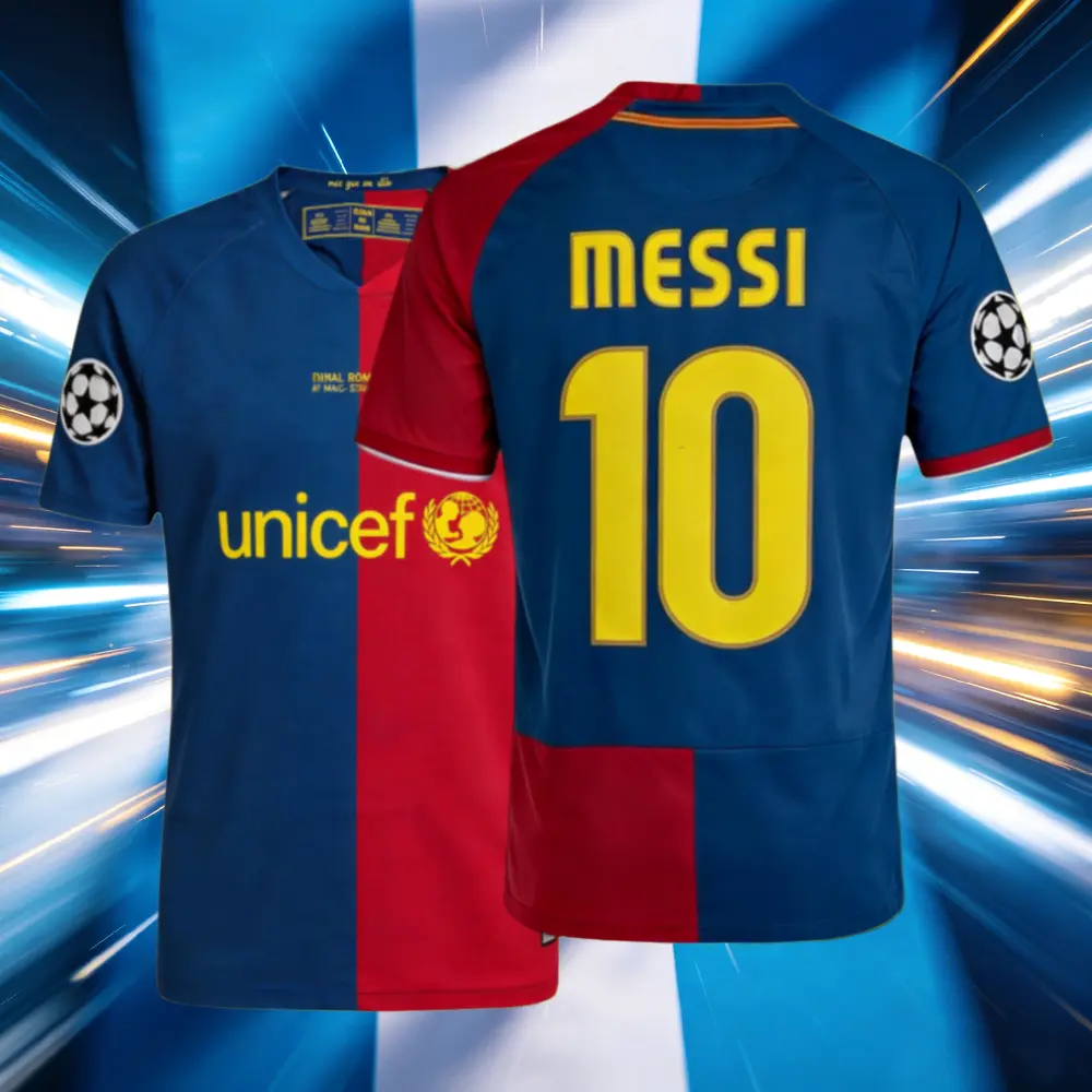 08 09 Home 10# Messi Retro Short Sleeve Soccer Jersey Fans Version