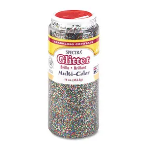 212 MAIN Pacon Spectra Plastic Glitter Crystals, .04 Hexagons, 16 oz. Jar Format with Shaker Top, Multicolor Mix for DIY Scrapbooking