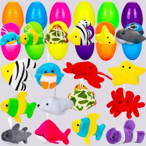 Easter Surprise Eggs 12-Pack: Prefilled with Mini Plush Animal Toys, Easter Basket Stuffers & Egg Hunt Prizes for Kids