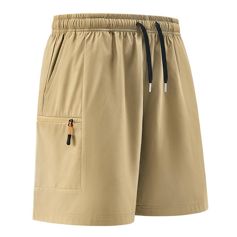 Men’s athletic shorts—comfortable, soft, warm, breathable casual mid-length shorts available in multiple colors, featuring zippered pockets and a drawstring design, made from slightly stretchy fabric, suitable for summer outdoor sports and fitness activit