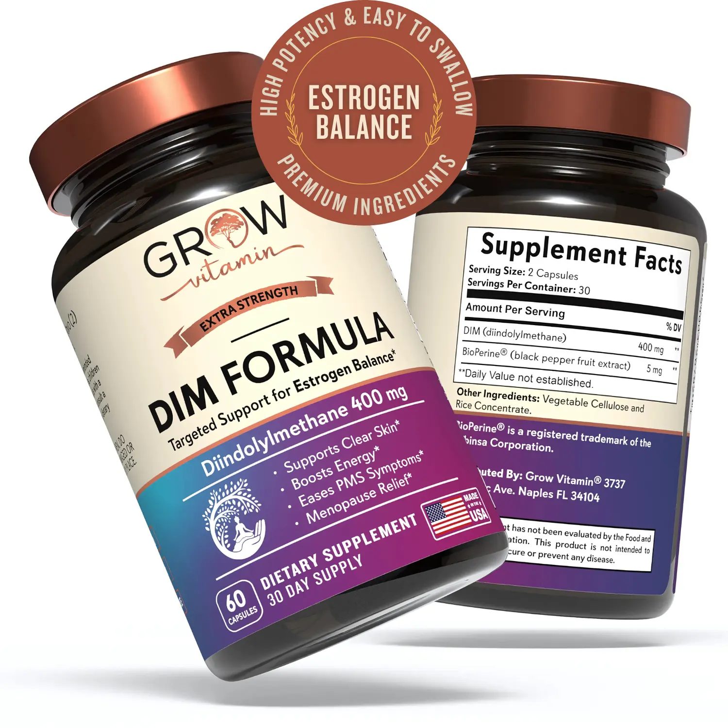 DIM Supplement (Diindolylmethane) with BioPerine 60 DAY SUPPLY ESTROGEN ...