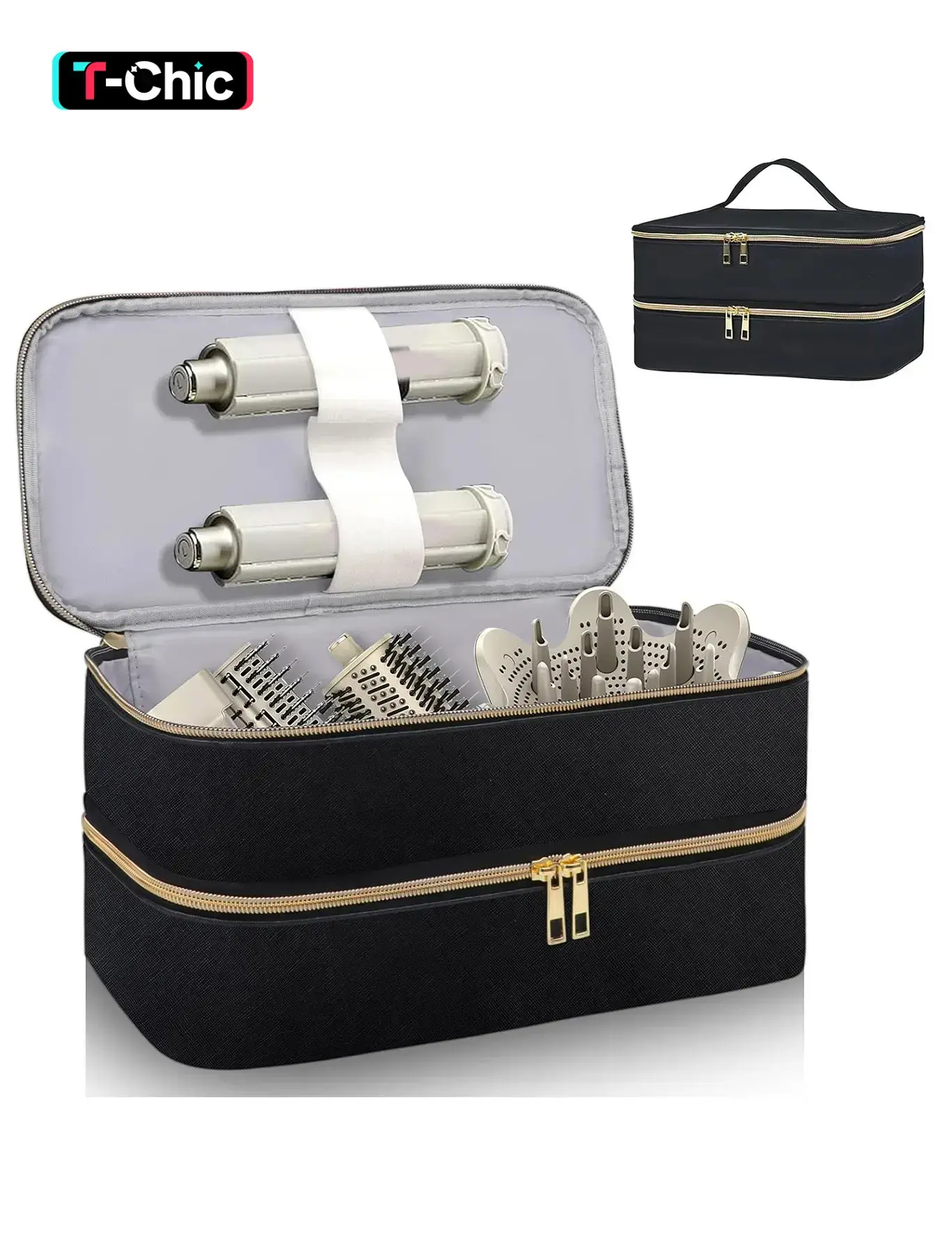 Travel Carrying Case for Shark Flex Style, Double Layer Separate Storage Case for Shark SpeedStyle Hair Dryer Attachments, Portable Waterproof PU Leather Organizer Bag for Shark Flexstyle Airwrap Styler, Hair Dryer Accessories, Haircare, Hairdryer